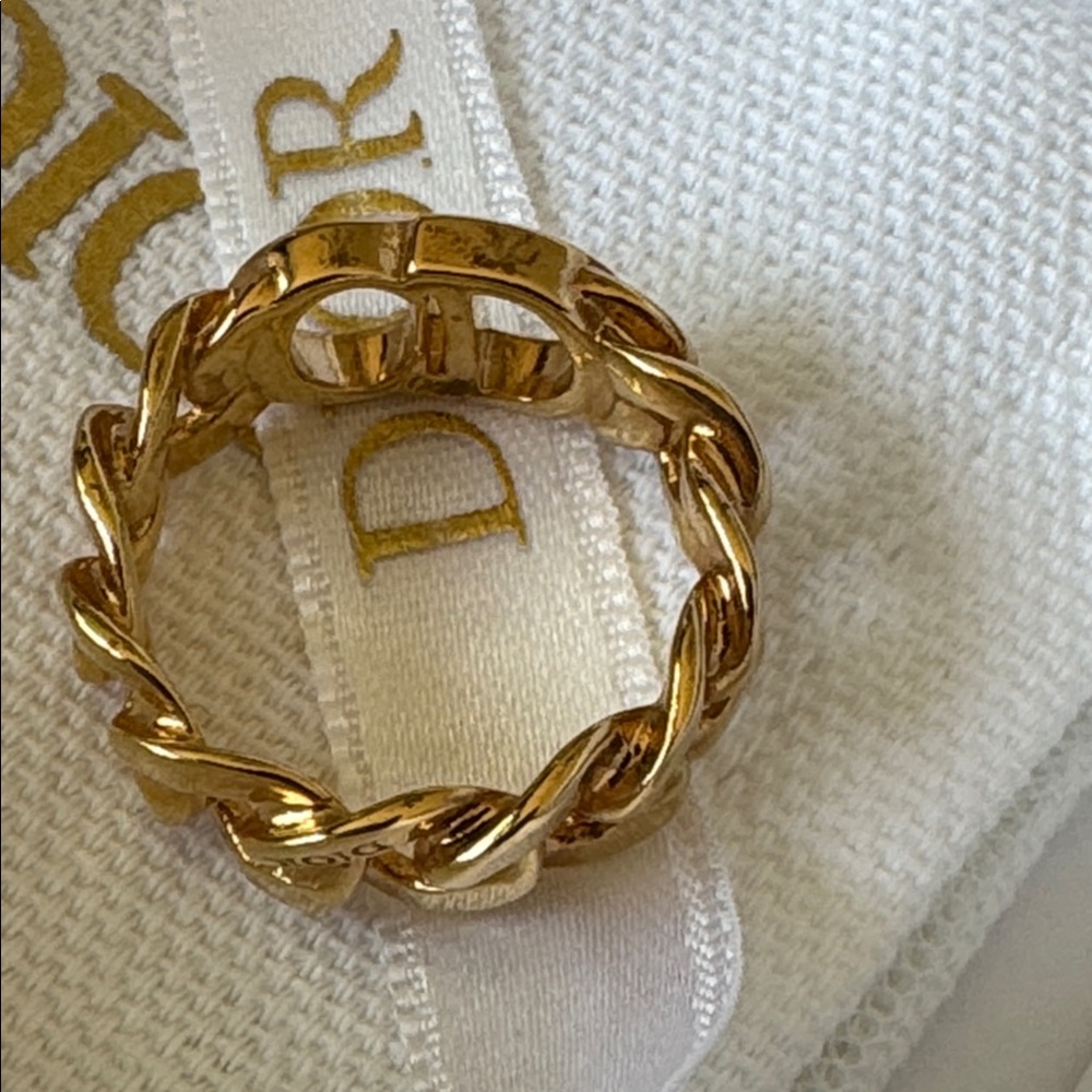 Christian Dior cd logo gold chain link ring size 5.5 - Picture 6 of 8